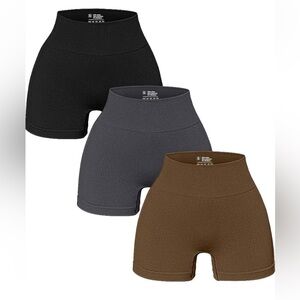 OQQ Women’s Small 3 Piece Yoga Shorts High Waist Seamless Workout Exercise NWT